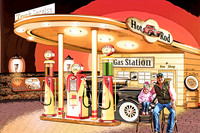 Oldtimer an Tankstelle